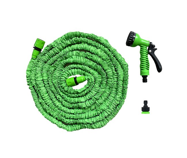 Acomoda Textil – Manguera de Riego Extensible con Pistola. Verde