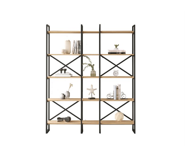 Estantería MILENA estructura metal Negro/ Madera