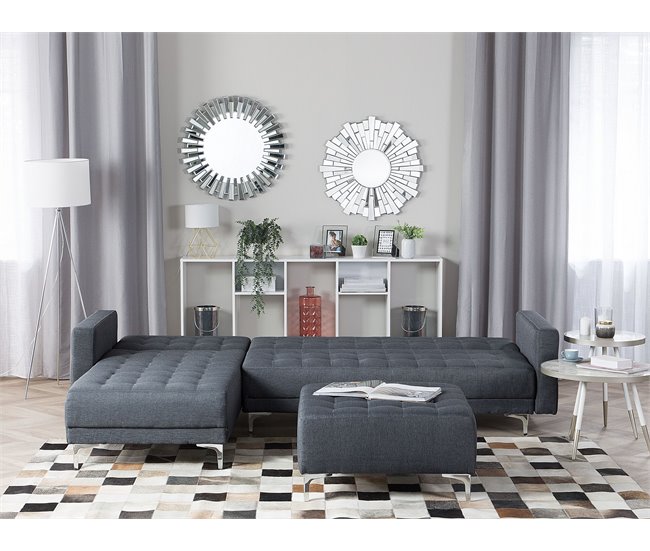 Beliani Sofá modular Poliéster ABERDEEN Gris Oscuro