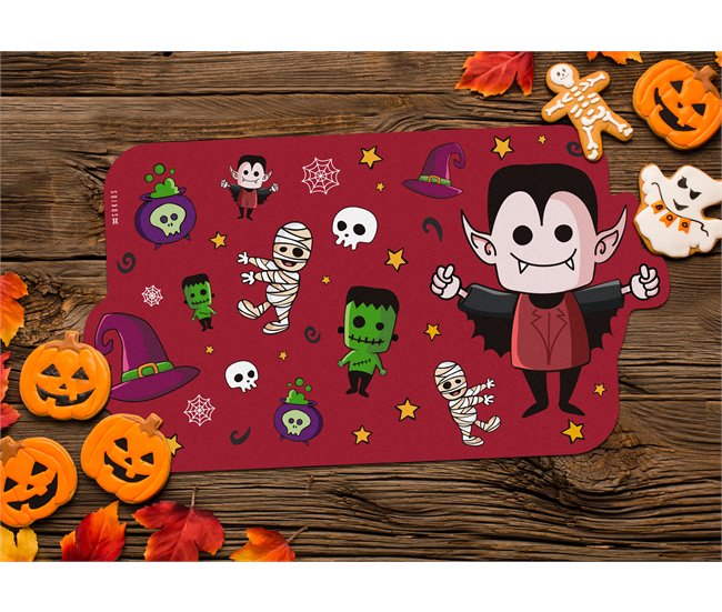 Mantel individual Infantil Monstruos Rojo