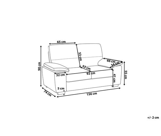 Beliani Sofá de 2 plazas Poliéster VOGAR Beige