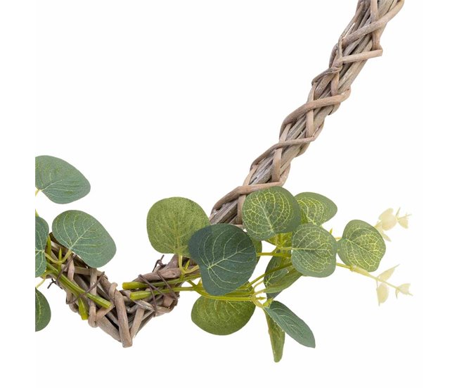 Corazón decoración de mimbre con flores Marron