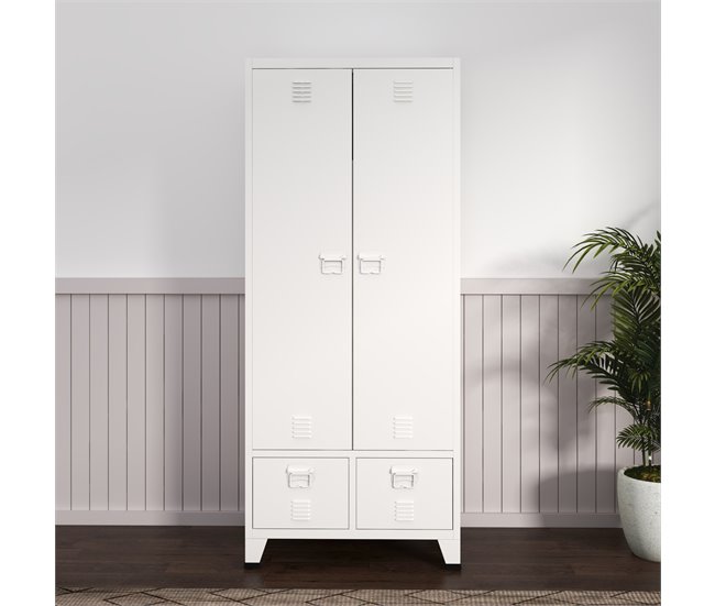 Armario Ropero Hankasalmi (2 puertas 1 perchero 4 compartimento 90 Blanco