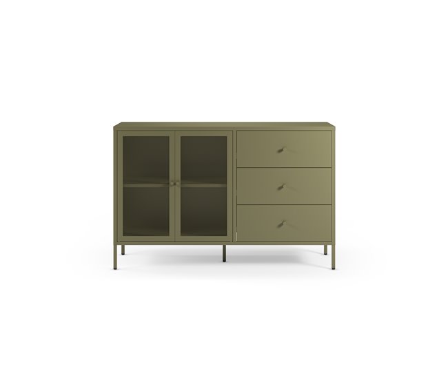 Aparador FAYNA con 2 puertas 3 cajones color verde Verde