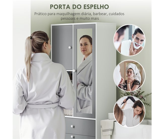 Armario Alto Baño Melamina de Madera HOMCOM, hogar - baño Blanco