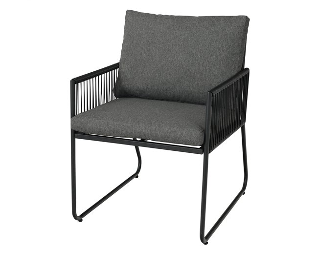 Set jardín con sofa 2 plazas 2 sillones y mesa de centro KELLY Gris Oscuro