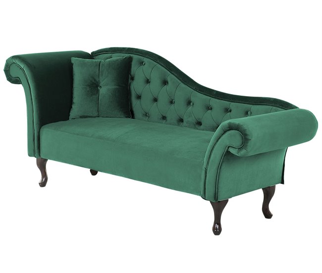 Beliani Chaise longue izquierdo Terciopelo LATTES Azul/ Verde