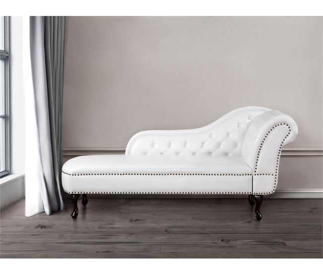 Beliani Chaise longue derecho Piel sintética NIMES Blanco