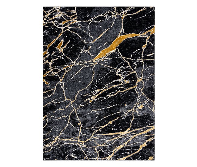 Alfombra GLOSS moderno 529A 82 Mármol Roca elegante glamour 200x290 Negro