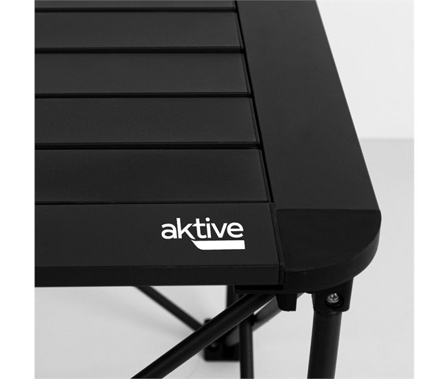 Aktive Mesa plegable camping antivuelco y desmontable c/bolsa Negro