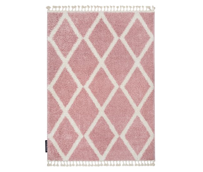 Alfombra BERBER TROIK A0010 rosa/blanco Franjas Bereber Marroquí 120x170 Rosa