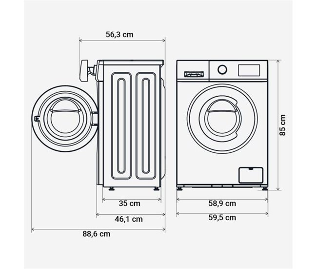 Lavadora con Display 7kg Carga Frontal | UNIVERSALBLUE Blanco