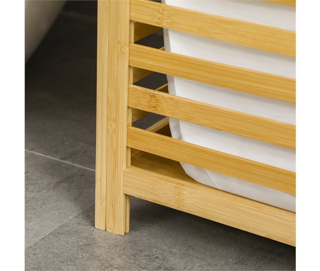Cesto para Ropa Bambú, Poliéster con algodón HOMCOM, hogar - baño Marron