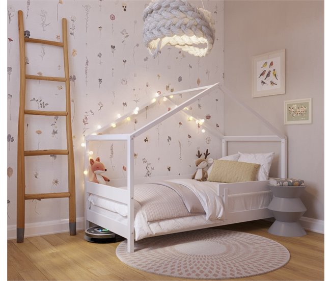 YappyHytte Cama cabina infantil de madera 80x169 Blanco