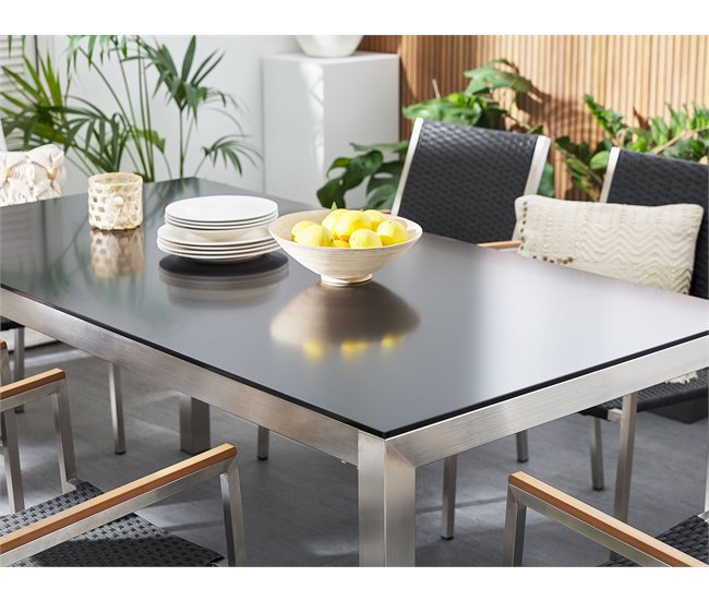 Beliani Mesa de jardín GROSSETO 90x180 Negro
