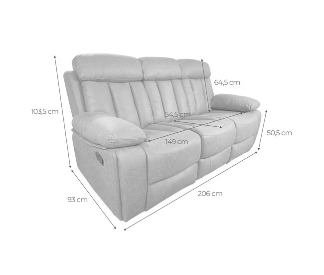 Sofá de 3 Plazas con Función Relax modelo Dublin Beige