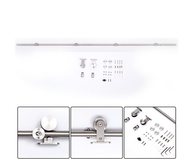 Kit Instalacion Puerta Corredera Acero Inoxidable HOMCOM 2 Plateado