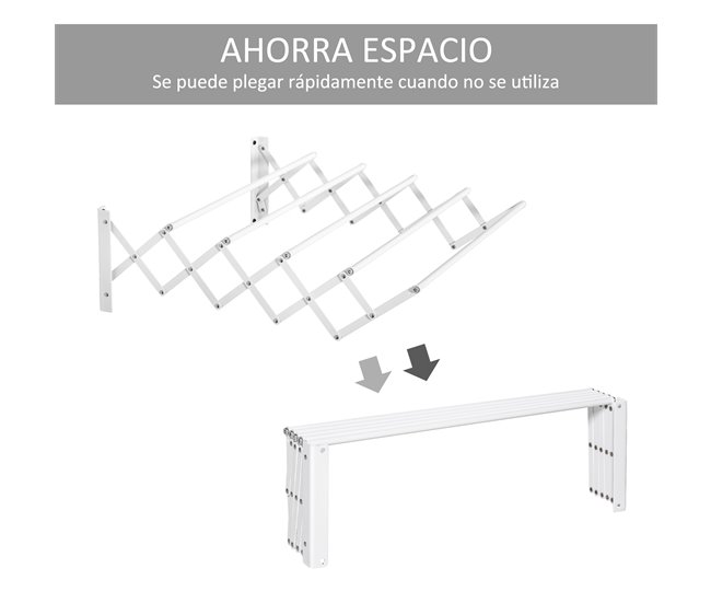 Tendedero de pared Metal HOMCOM Blanco