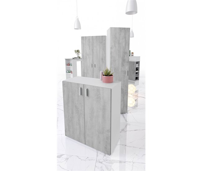 Armario multiusos 2 puertas efecto madera Gris