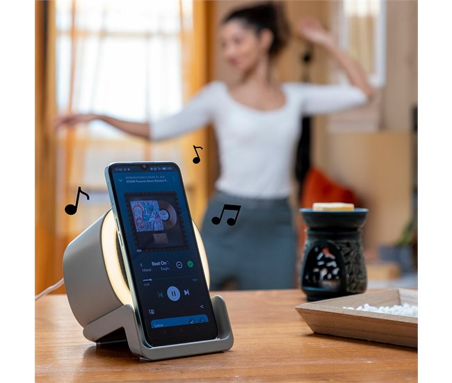 Altavoz Cargador Inalámbrico con LED Gris