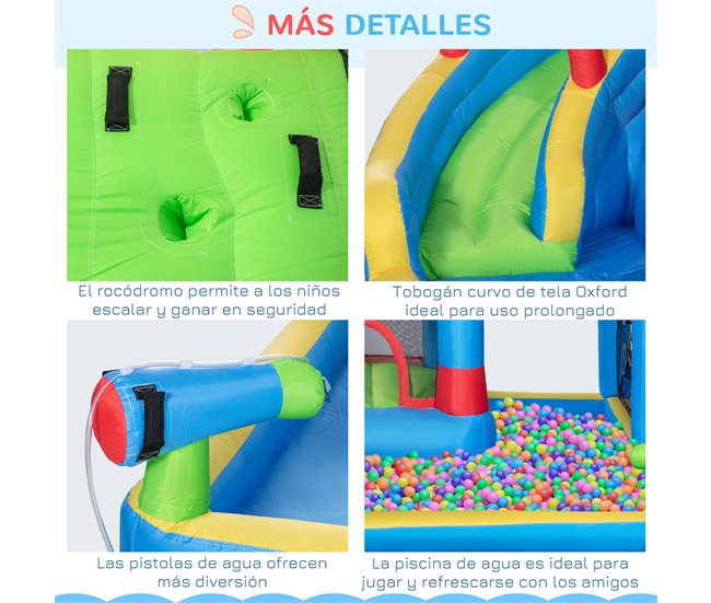 Castillo Hinchable Tela Oxford, Poliéster Outsunny Multicolor
