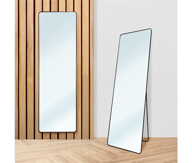 Espejo de Pie Metal Square Edge Max con Soporte 50x5 Negro