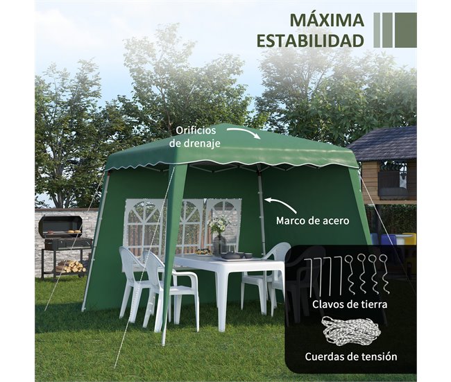 Carpa Plegable Tela Oxford, Acero Outsunny 289x289 Blanco