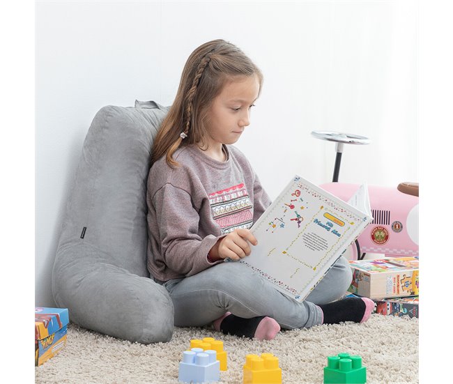 Almohada de Lectura con Apoyabrazos Gris