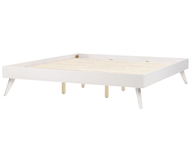 Beliani Cama con somier MDF BERRIC 187x202 Blanco
