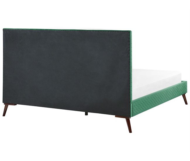 Beliani Cama con somier Terciopelo BAYONNE 191x212 Verde