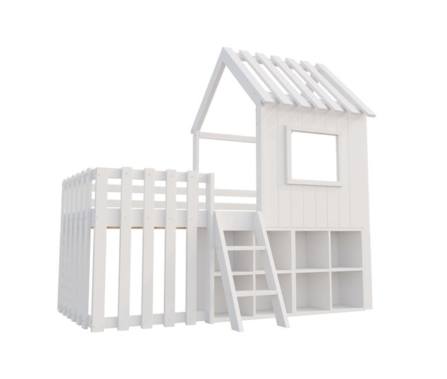 Cama alta para niños 95x204 Blanco