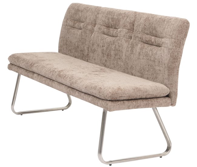 Banco de comedor tapizado con respaldo en tejido chenilla Gris