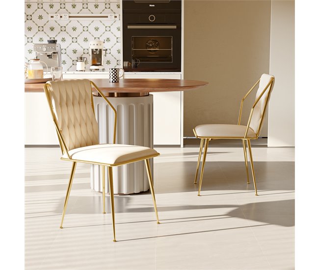 2 piezas, silla de comedor, silla de cocina, silla de salón Crema