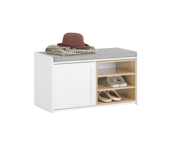 Banco Zapatero con 1 Puerta SoBuy FSR109-WN 80 Blanco