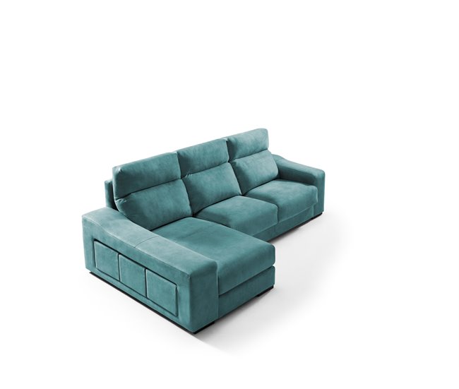 Chaise longue 4 plazas con 3 puffs FULL Azul Medio