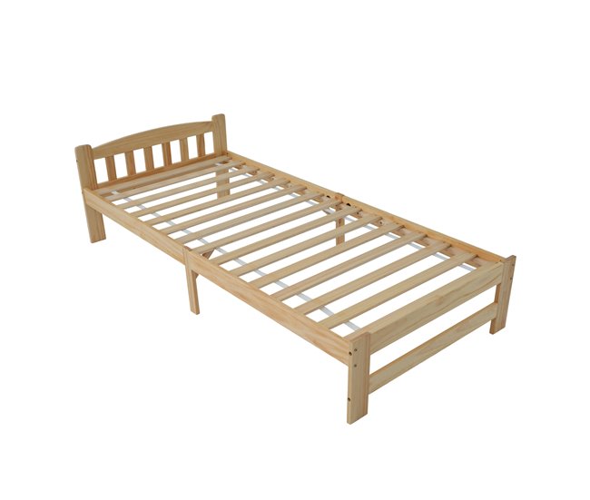 Cama individual de madera maciza Natural