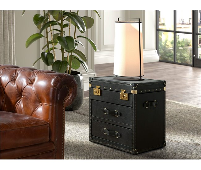 ANGEL CERDA Baúl piel 55 Negro/ Dorado