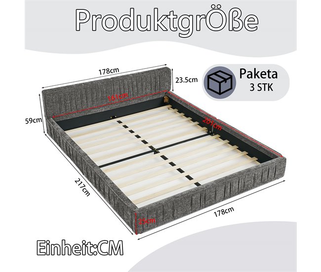 Camas de matrimonio 178x217 Gris