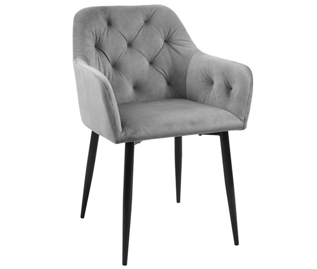 2x Silla tapizada de terciopelo acolchado SJ.030 Gris