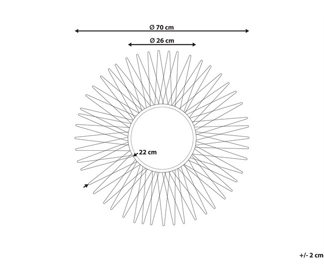 Beliani Espejo decorativo SAUMUR Dorado