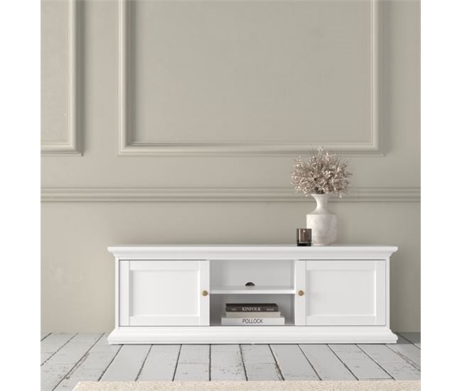 Mueble TV 2 puertas laminado blanco PARIS Blanco