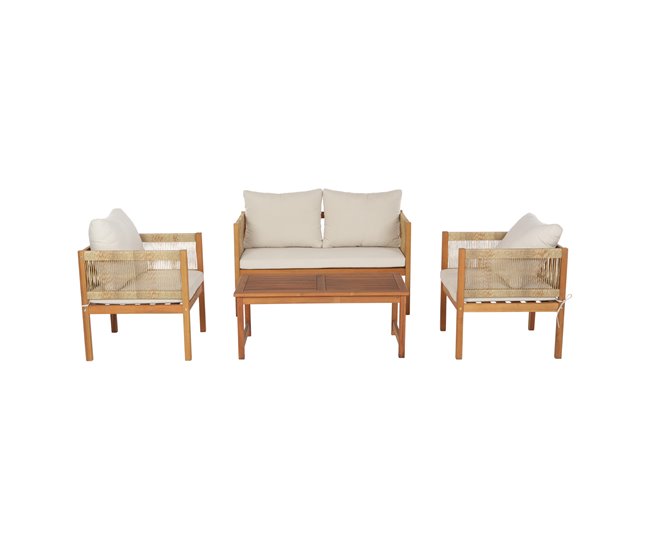 Conjunto de muebles de jardín Cannole 4 piezas ratán Madera