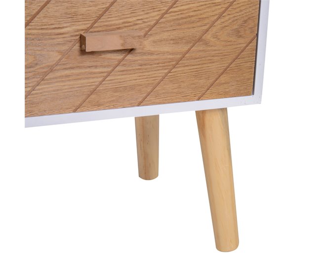 Mesita de Noche MDF y madera maciza HOMCOM 40 Blanco