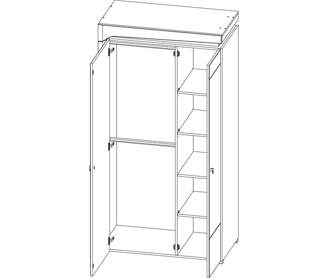 Armario 2 puertas con LED Teo 197 Blanco