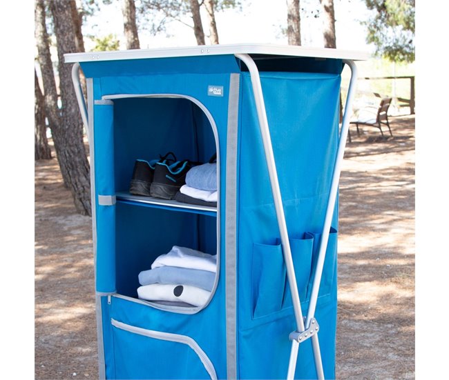 Aktive Armario de tela plegable camping c/4 niveles Azul
