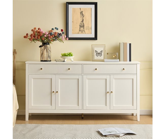 Aparador con 4 puertas y 2 cajónes Blanco