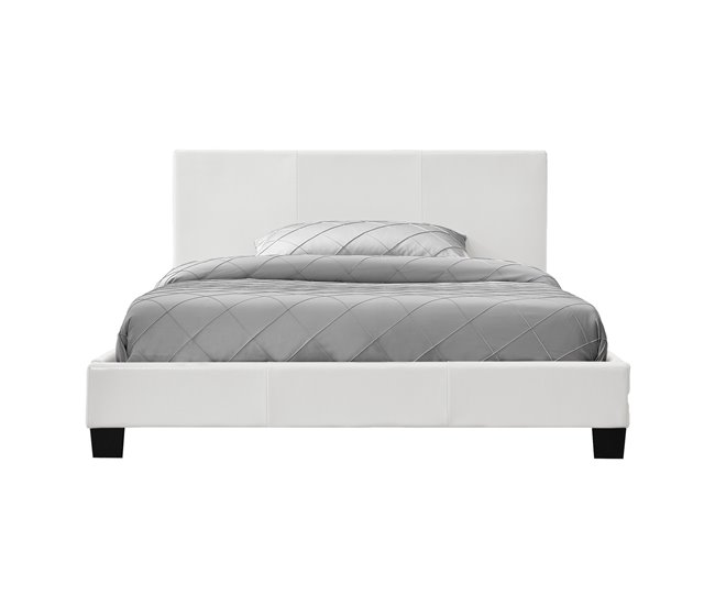 [Corium] Cama Albacete cuero sintético moderna - con colchón 149x210 Blanco