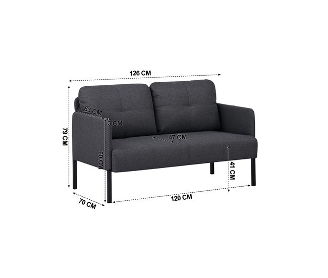 Sofá 2 plazas color gris oscuro POP Gris Oscuro