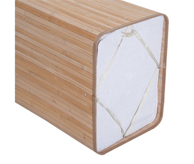 Cesto para Ropa Sucia Bambú, PU, bolsa de lona HOMCOM Beige