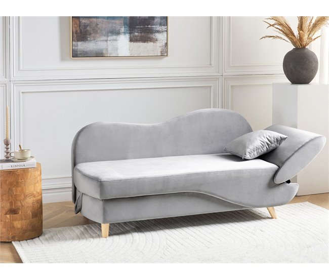 Beliani Chaise longue Terciopelo MERI Gris Claro